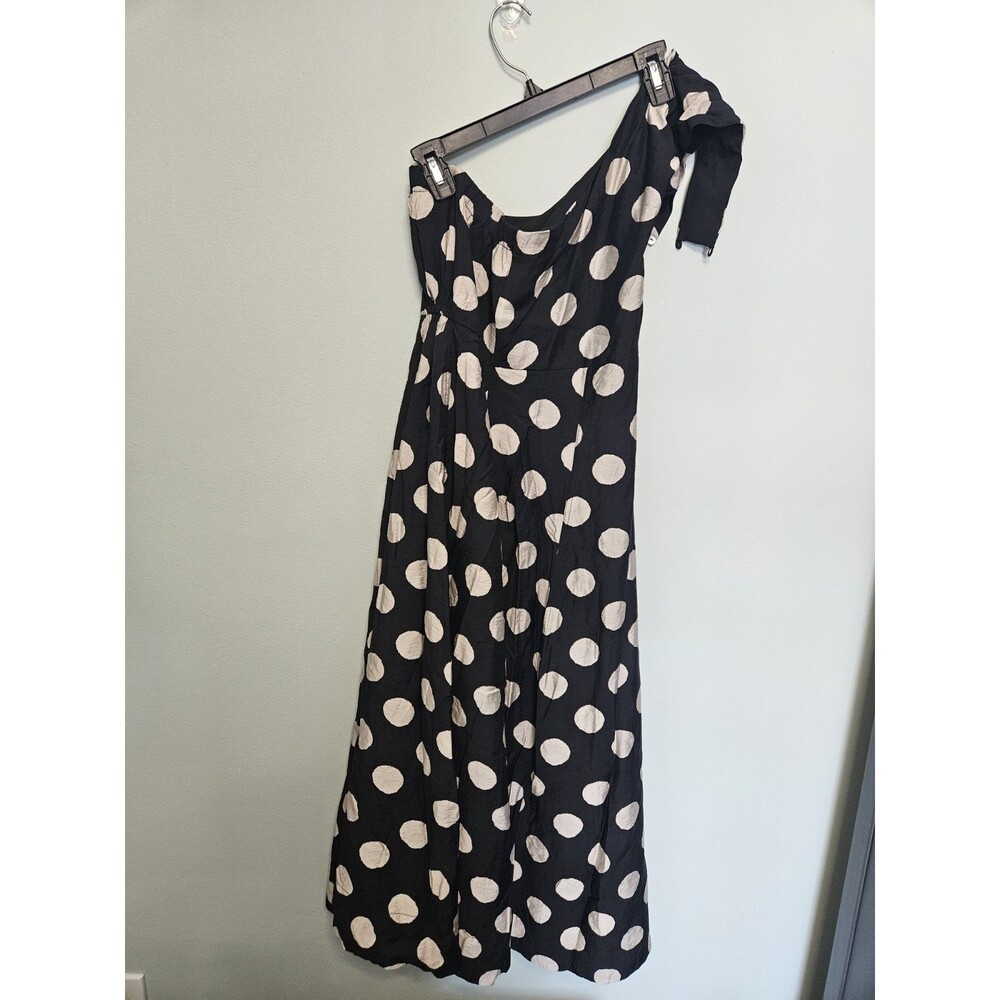 Sz S - Socialite One Shoulder Black Polka Dot Dress